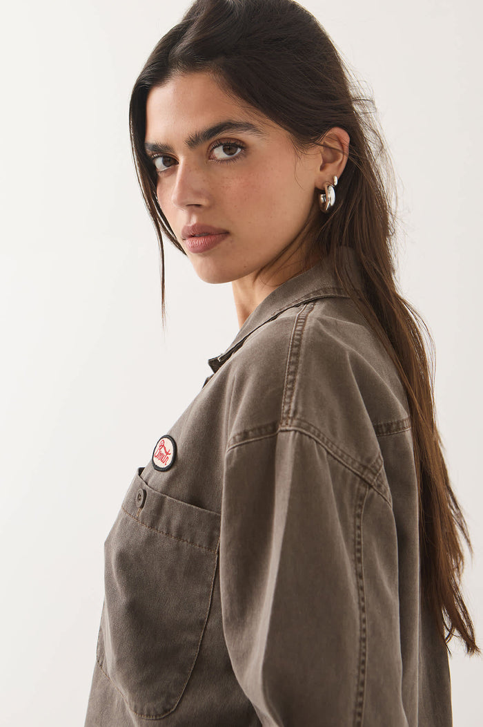 Women's Utopia Overshirt in the color Walnut Brown - Additional Fit image