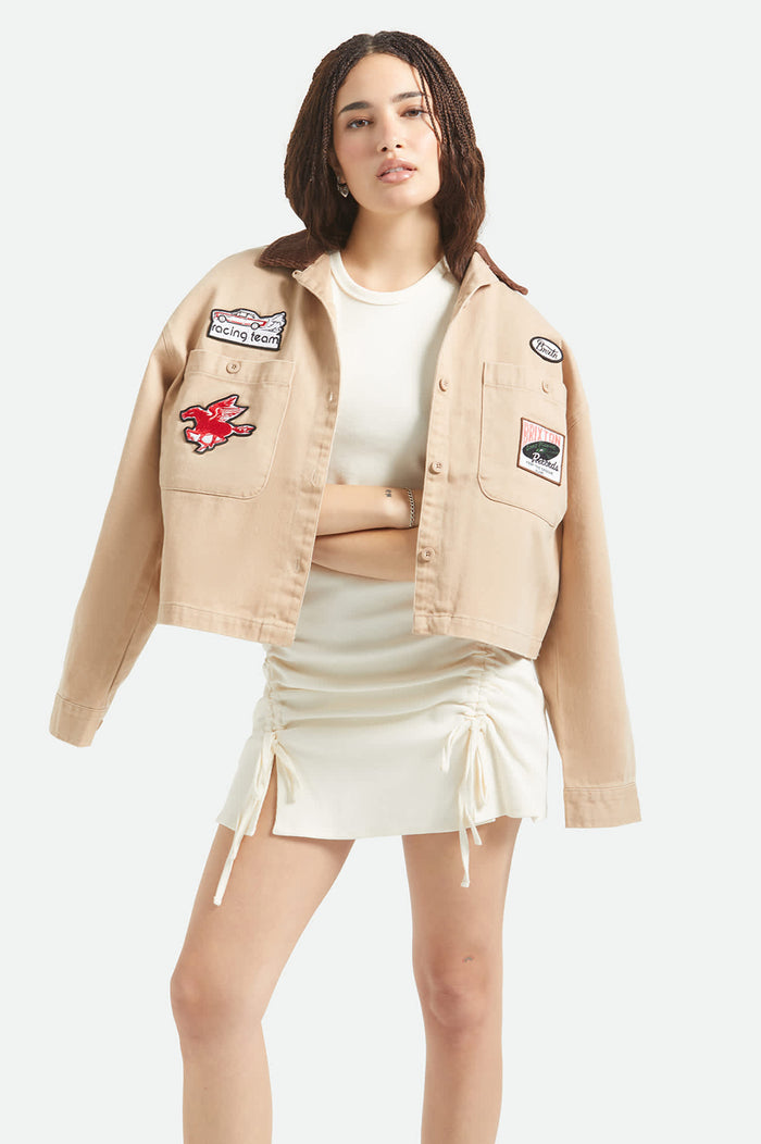 Women's Utopia Patchwork Overshirt in the color Washed Timeless Taupe - Additional Fit image