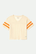 Women's Varsity Football Mesh T-Shirt in the color Whitecap - Front Product View