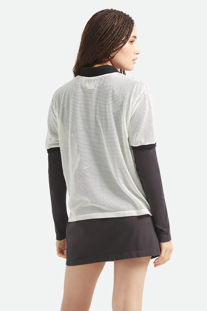 Women's Varsity T-Shirt in the color Off White/Black - Women's Back View
