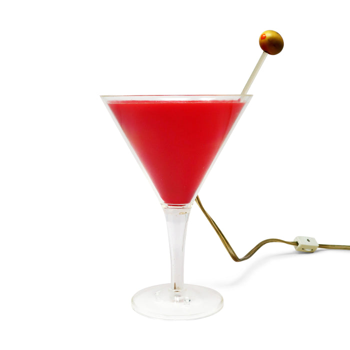 Vintage Red Lucite Martini Lamp