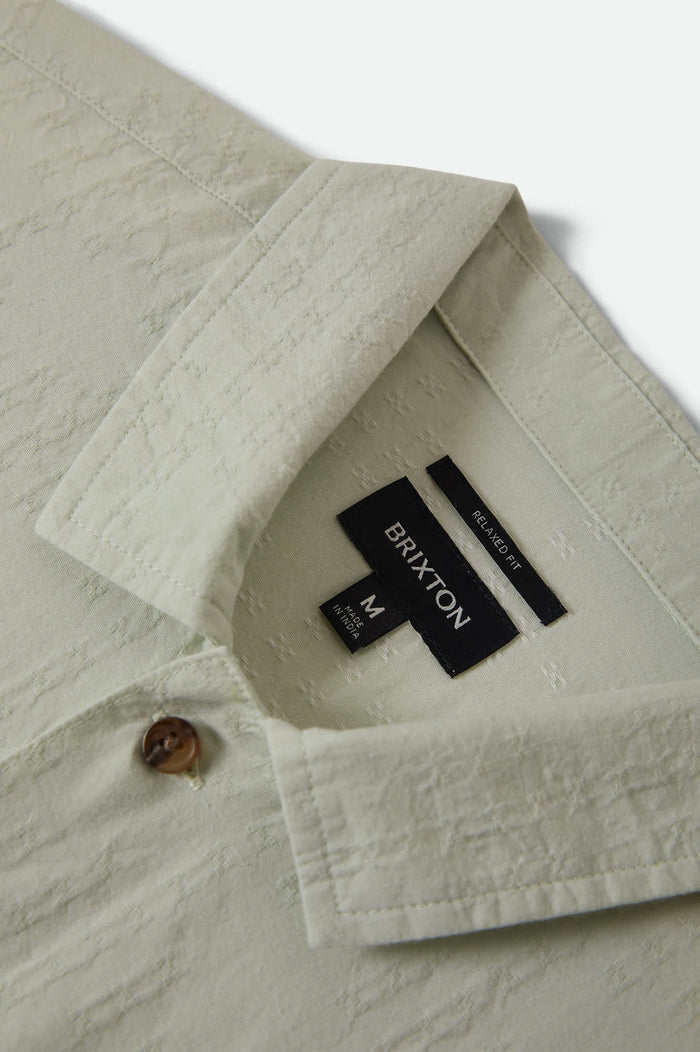 Men's Vintage Short Sleeve Shirt in the color Sea Foam Jacquard Check - Additional Laydown image