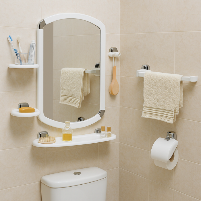 Primanova mirror contents and components flat lay