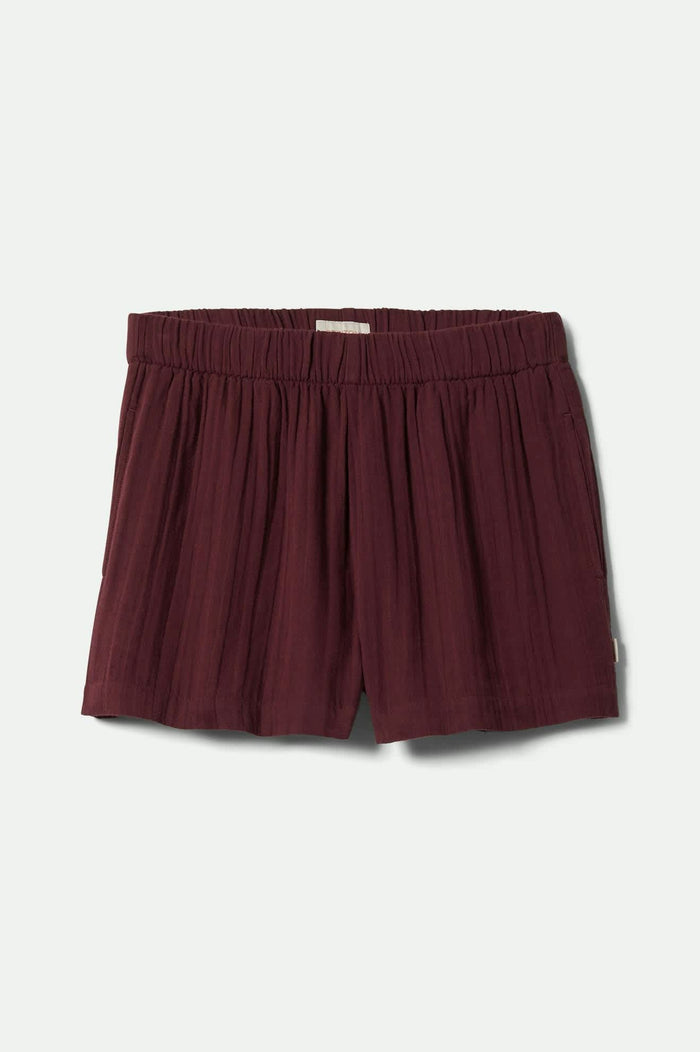 Women's Wandering Short in the color Port - Front Product View