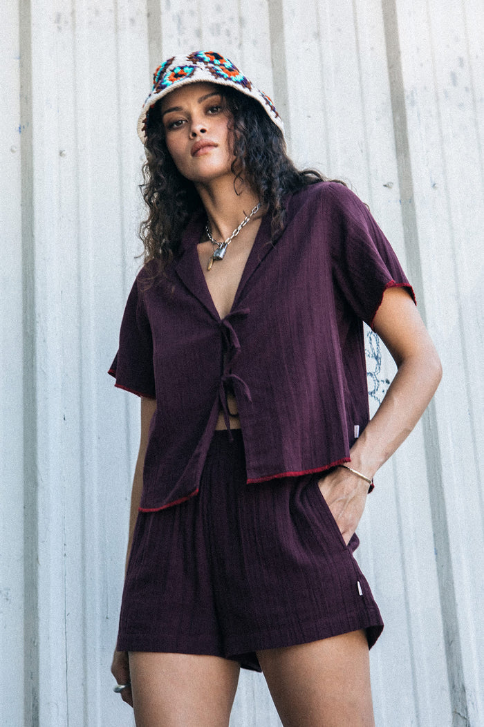 Women's Wandering Tie Top in the color Port - Men's Lifestyle image