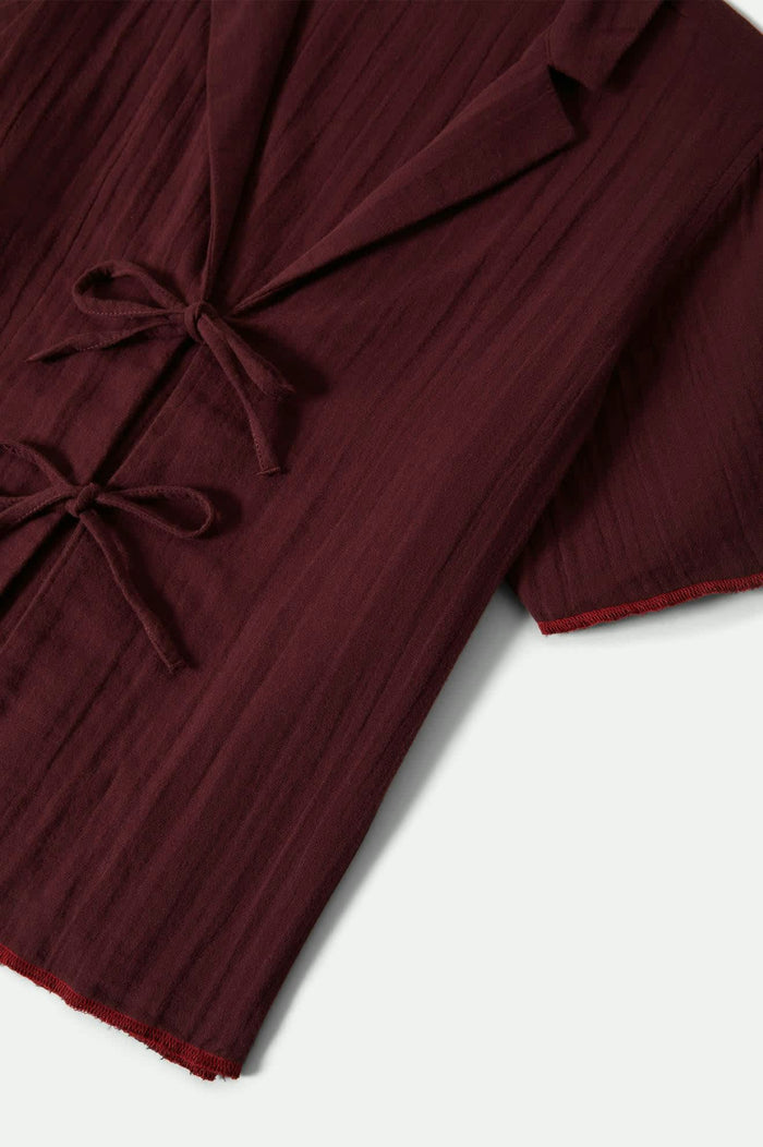 Women's Wandering Tie Top in the color Port - Additional Laydown image