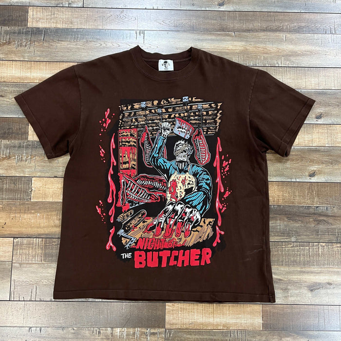 Warren Lotas Night of the Butcher graphic tee in brown, preowned