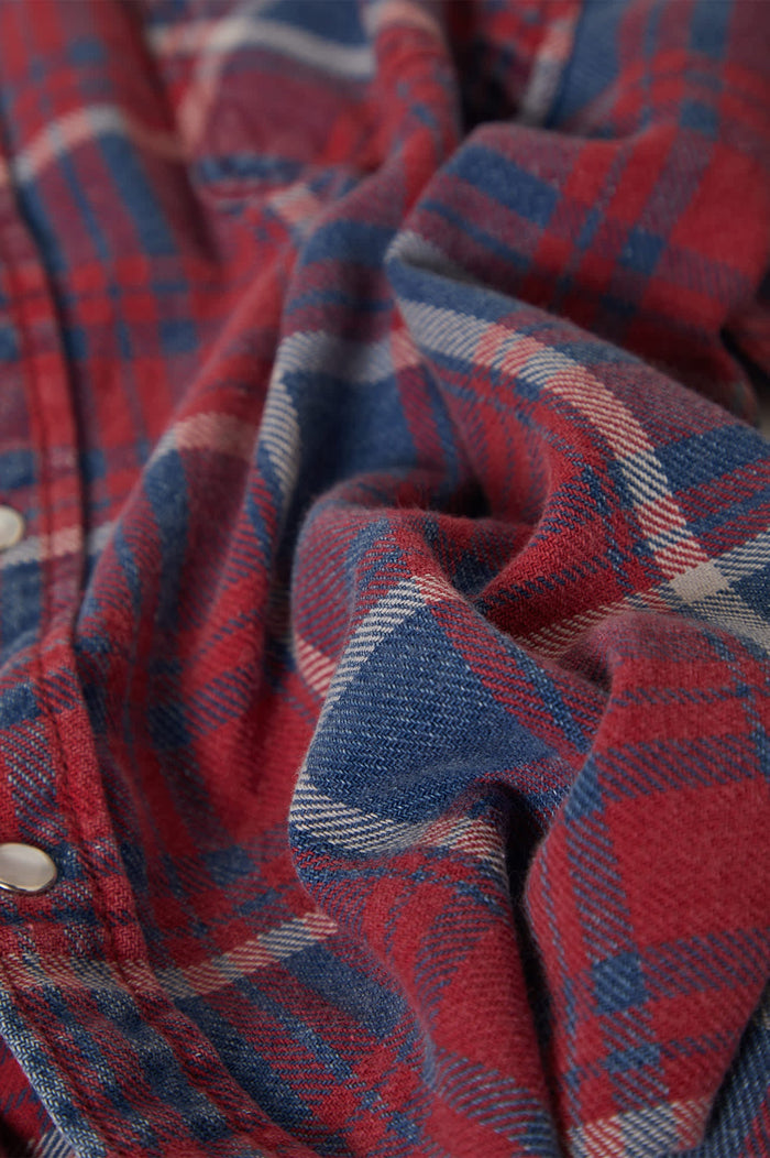 Men's Waylon Lightweight Overshirt in the color Denim Plaid - Additional Laydown image