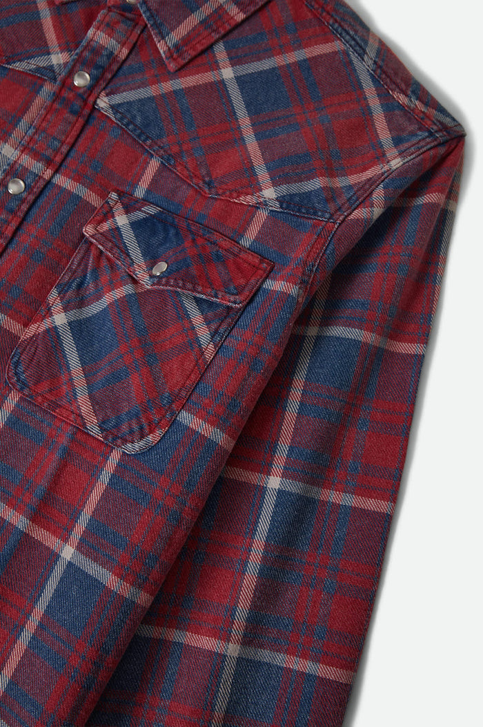 Men's Waylon Lightweight Overshirt in the color Denim Plaid - Additional Laydown image