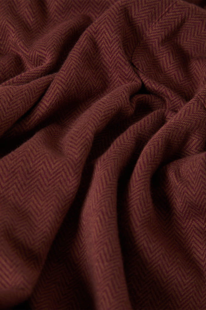 Men's Weekend Herringbone S/S Polo in the color Port/Pinecone Brown - Additional Laydown image