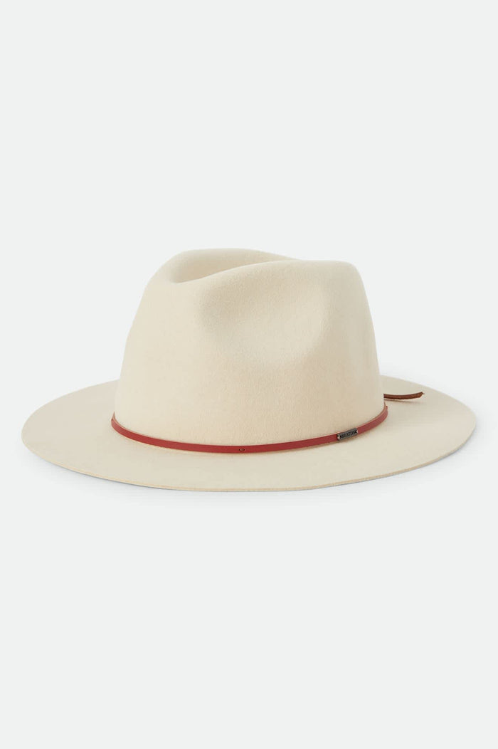 Unisex Wesley Fedora in the color Wax Paper/Red Earth - Front Product Laydown Image
