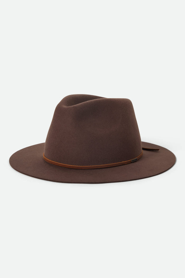 Unisex Wesley Packable Fedora in the color Chocolate - Front Product View