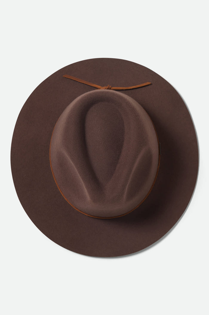 Unisex Wesley Packable Fedora in the color Chocolate - Additional Laydown image