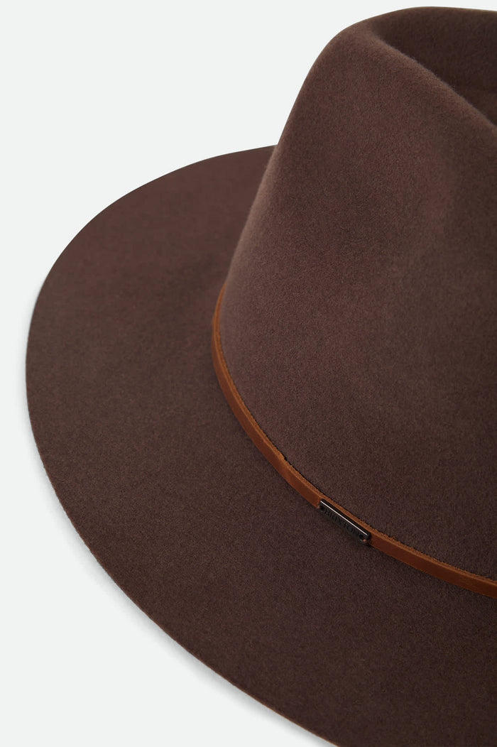 Unisex Wesley Packable Fedora in the color Chocolate - Additional Laydown image