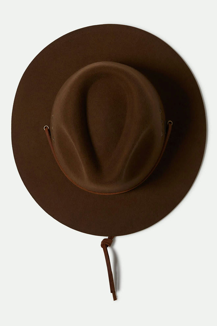Unisex Wesley WTHR GUARD™ Packable Fedora in the color Coffee - Additional Laydown image