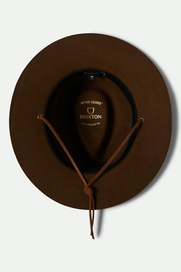 Unisex Wesley WTHR GUARD™ Packable Fedora in the color Coffee - Additional Laydown image