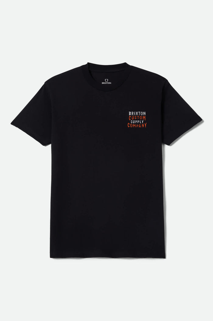 Men's Wheaton Short Sleeve Shirt in the color Black Worn Wash - Front Product View
