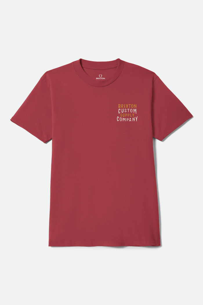 Men's Wheaton Short Sleeve Shirt in the color Robust Red Worn Wash - Front Product View