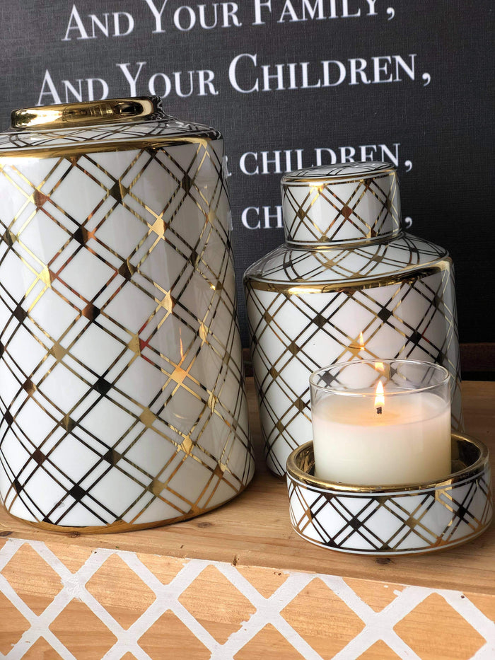 White & Gold Canisters (Set of 2)