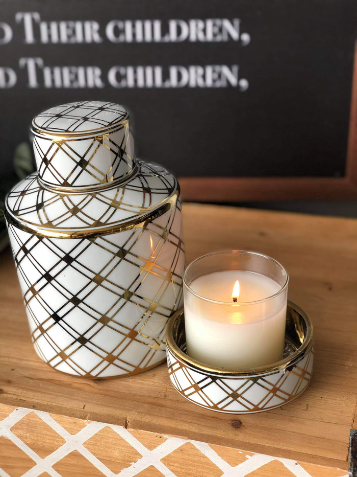 White & Gold Canisters (Set of 2)