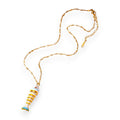 White Leaf Articulated Fish Necklace In White & Gold (LNN77W)