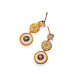 White Leaf Crystal, Starburst, Flower Trio Drop Earring In Gold (LEN15G)