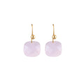 White Leaf Faceted Natural Stone Earring In Rose Pink (EAL09R)