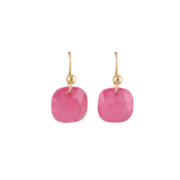 White Leaf Faceted Natural Stone Earring In Rose Red (EAL09RR)