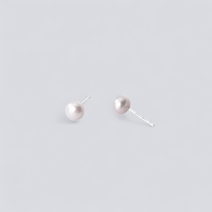 White Leaf White Pearl Stud Earring In Sterling Silver (EAQ09W)