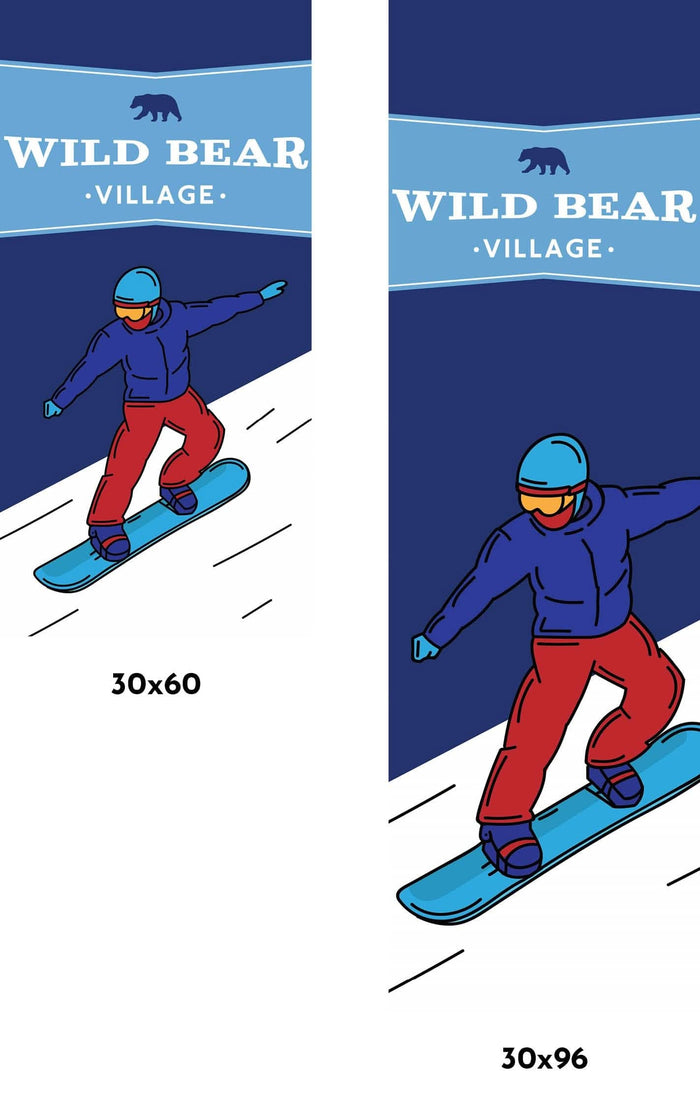 Wild Bear Village Snowboarding Single Vinyl Banner Dekra-Lite