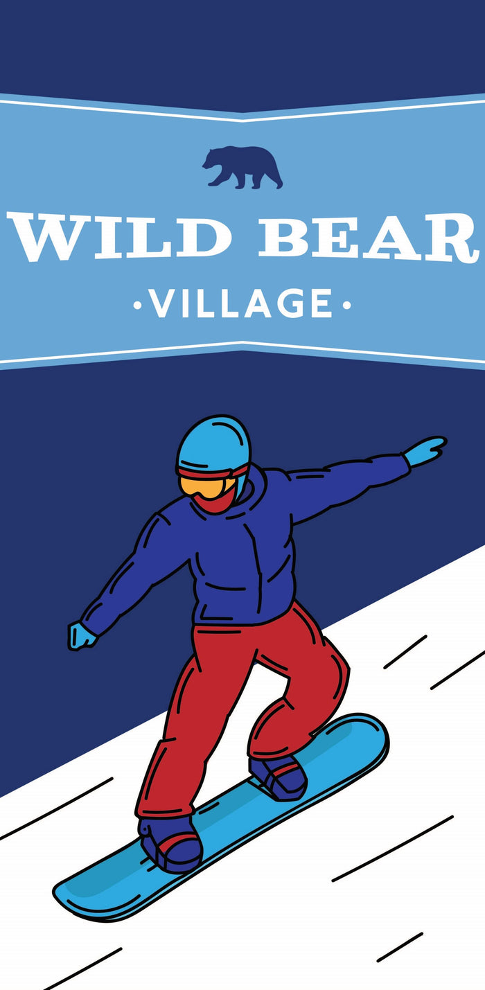 Wild Bear Village Snowboarding Single Vinyl Banner Dekra-Lite