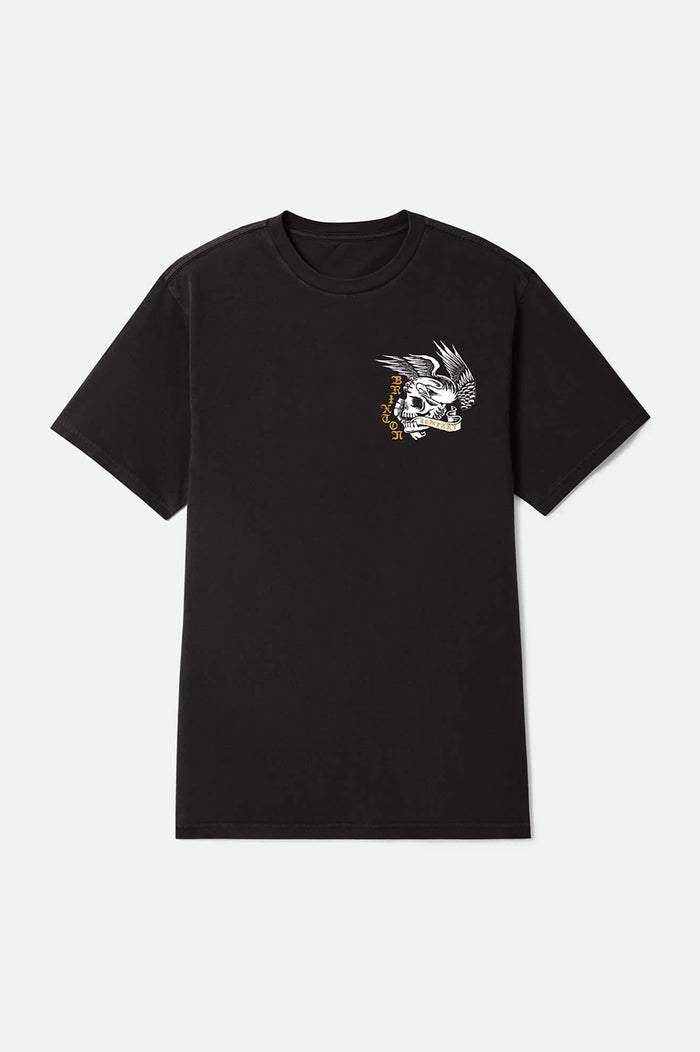Men's Wolcott Short Sleeve Standard T-Shirt in the color Black Worn Wash - Front Product Laydown Image