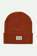 Brixton Unisex Woodburn Watch Cap Beanie - Rust Orange | Main