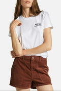 Women's Fit, Front View | Woodburn Women's Fitted Crew T-Shirt - White