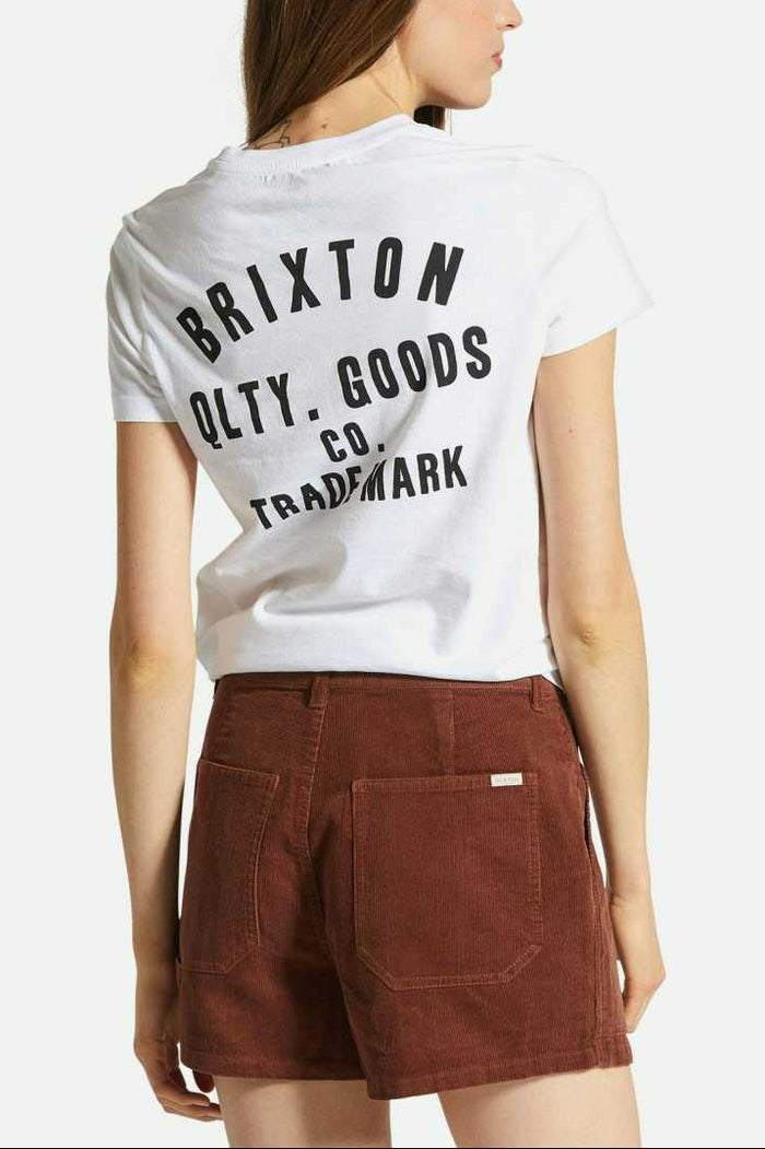 Women's Fit, Back View | Woodburn Women's Fitted Crew T-Shirt - White