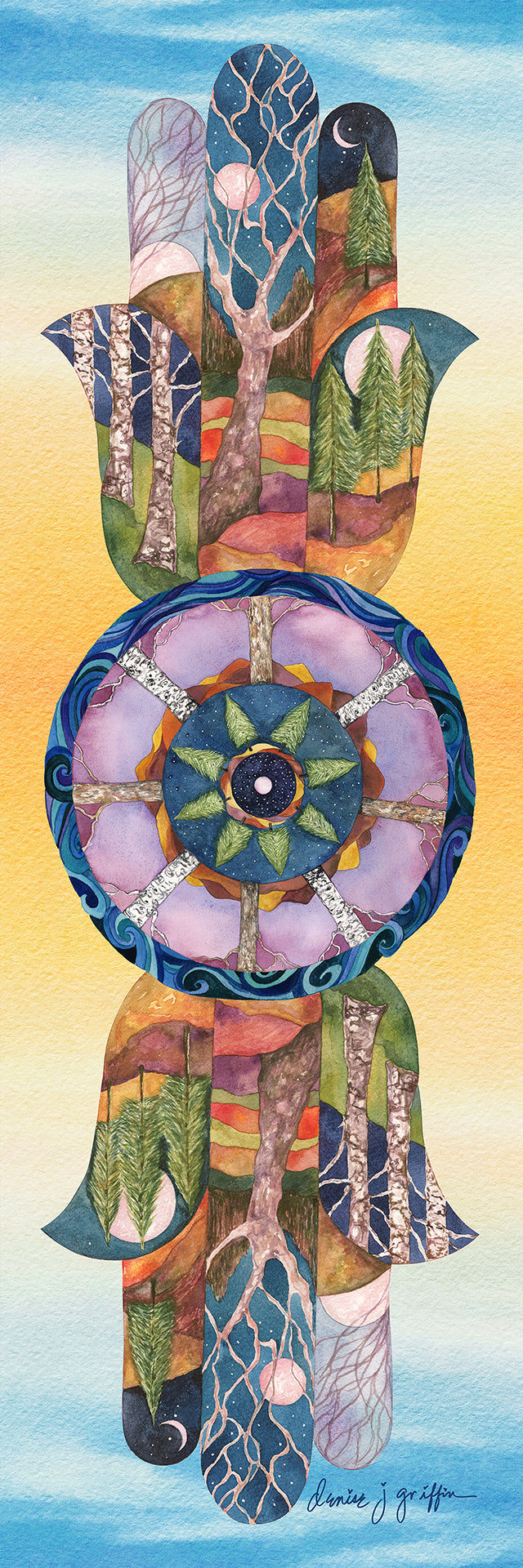 Woodland Hamsa by Denise Griffin