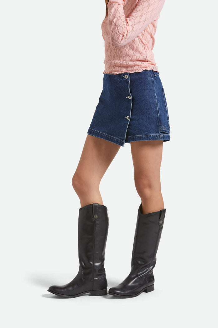 Women's Wrap Skort in the color Rinse Denim - Women's Side View